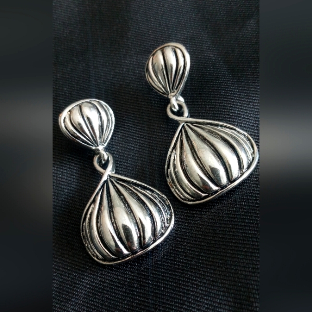 Silver Earrings 1 1/2 inch drop 1 inch wide